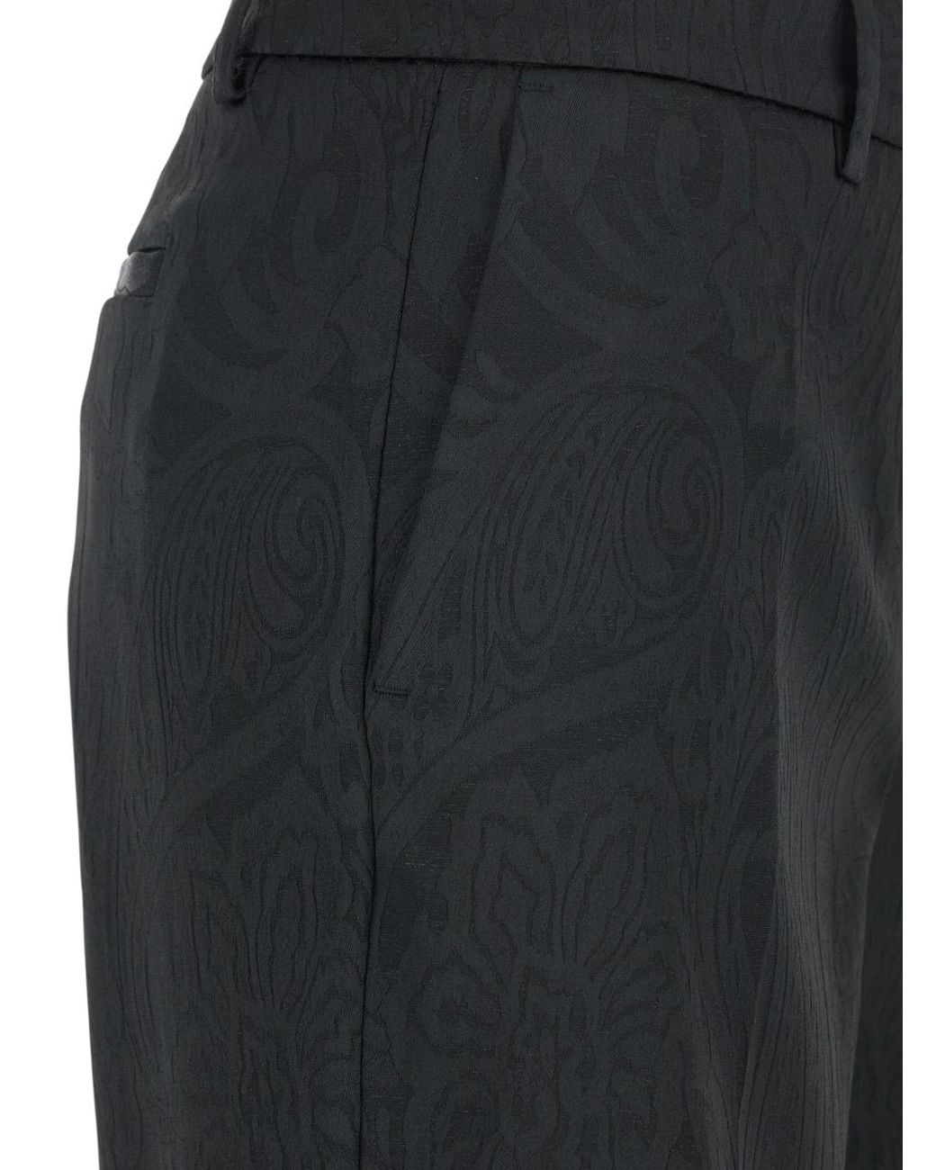 Le Plain Black Trousers With Damask Effect