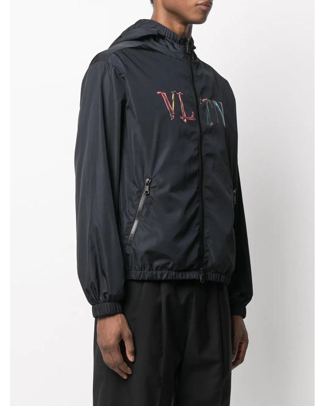 Valentino Blue Vltn Hooded Jacket Clothing for men