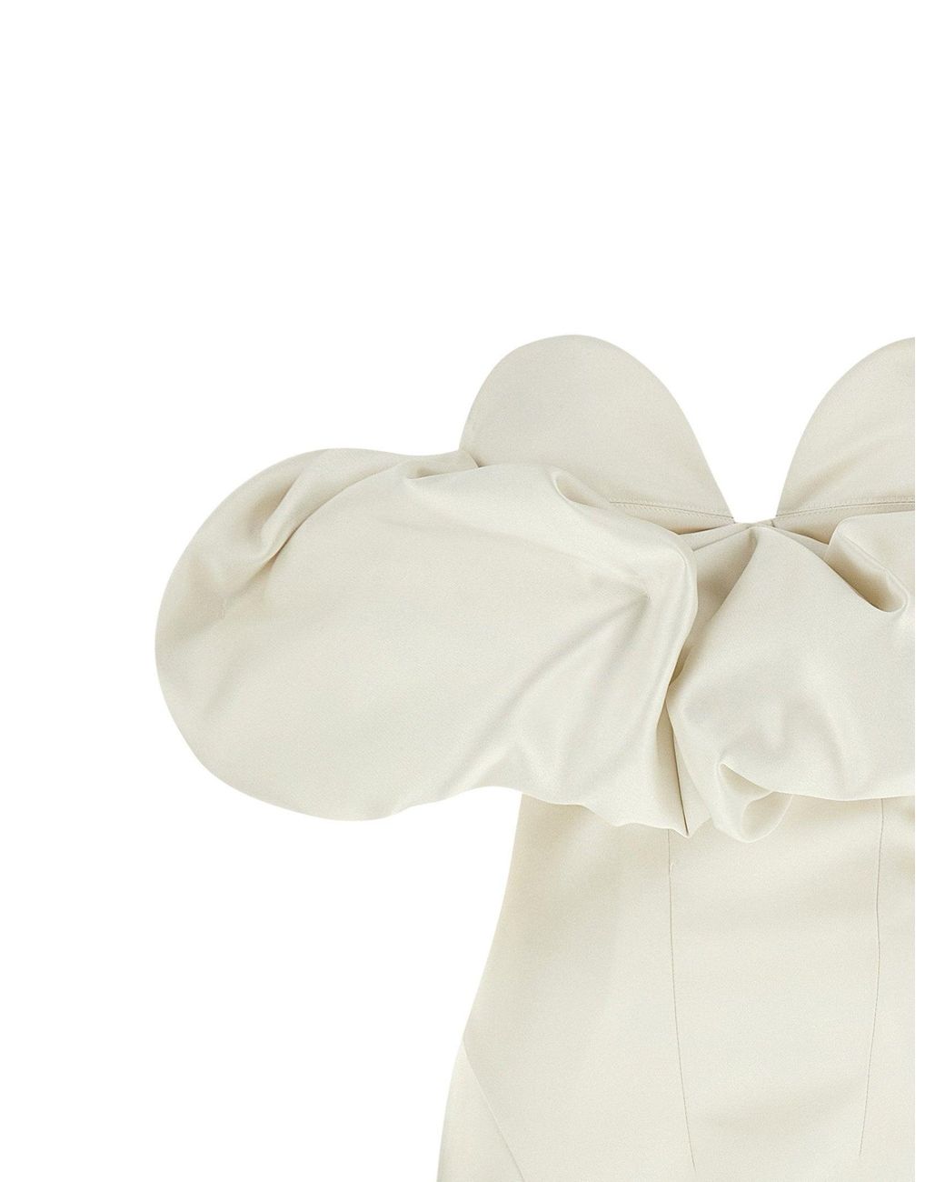 Elisabetta Franchi White Off-The-Shoulder Satin Dress