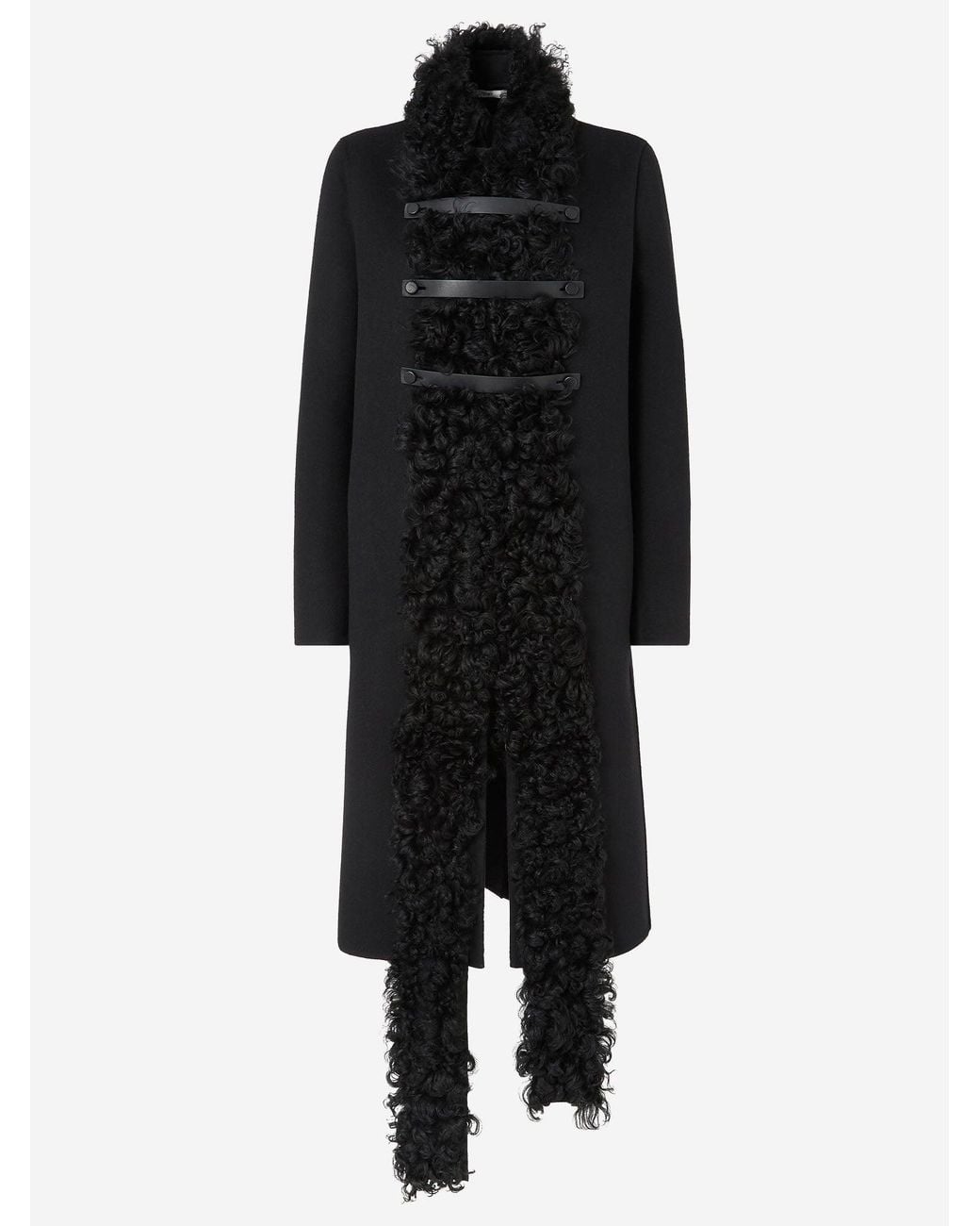 Fendi Black Wool And Shearling Coat Virgin