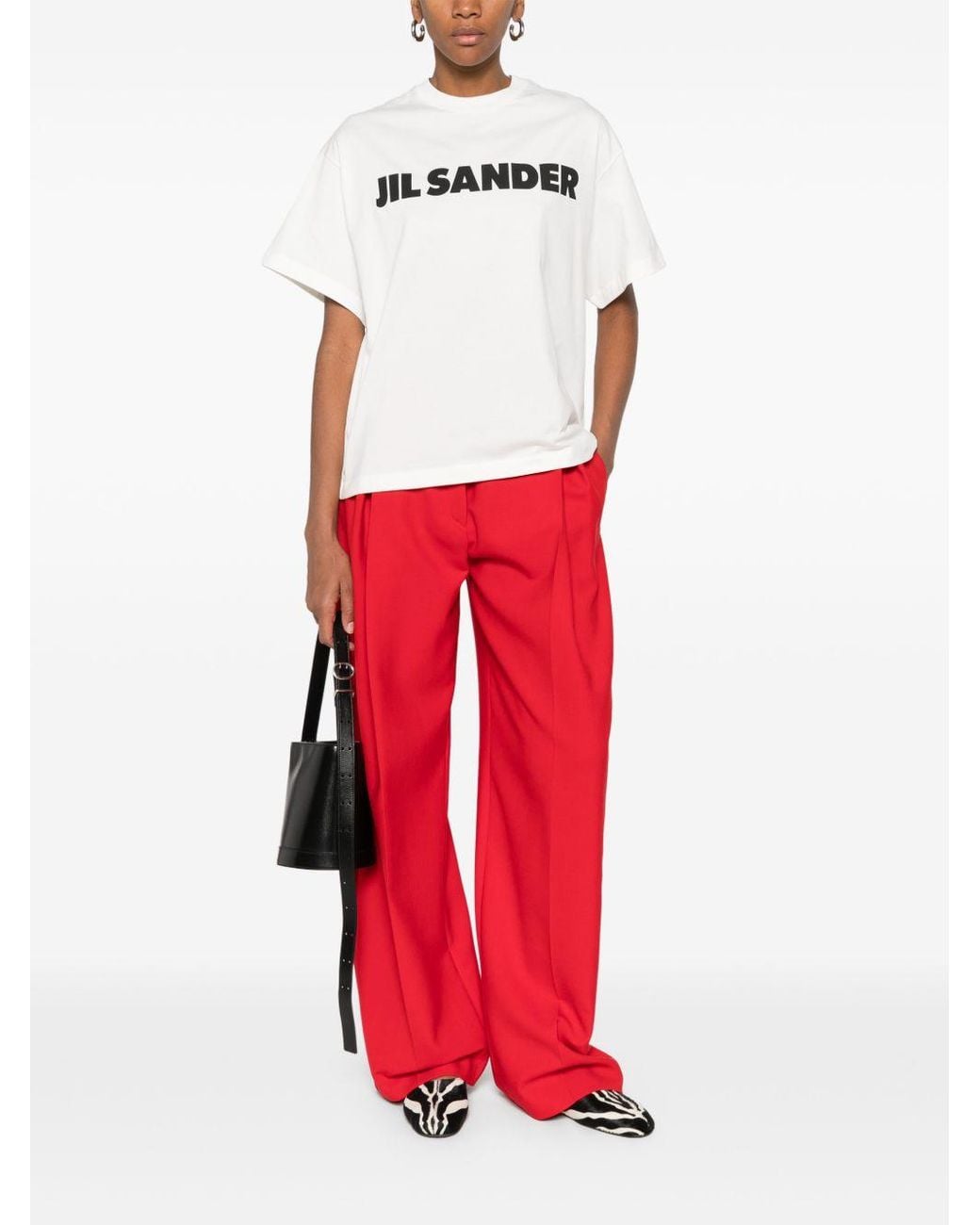 Jil Sander White Logo Cotton T-Shirt