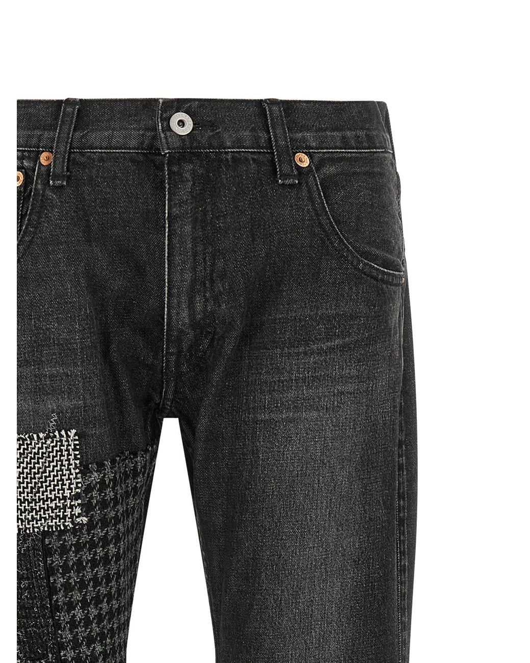 Junya Watanabe Black Patchwork Deconstructed Jeans
