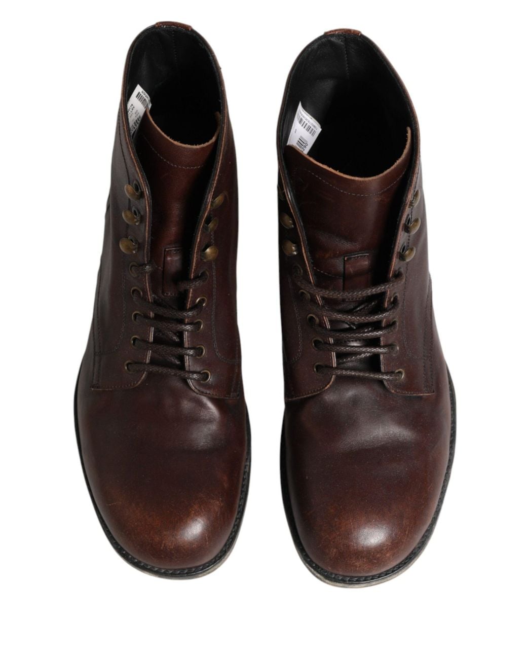 Dolce & Gabbana Brown Lace Up Short Ankle Boots Shoes Leather for men