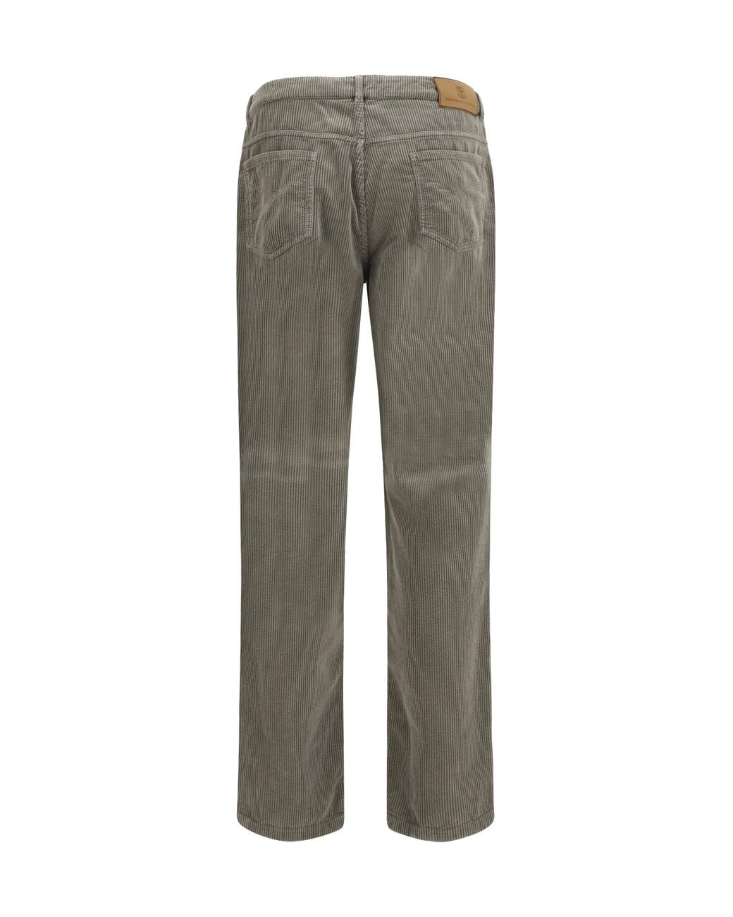 Brunello Cucinelli Gray Corduroy Pants Cotton; Elastane for men