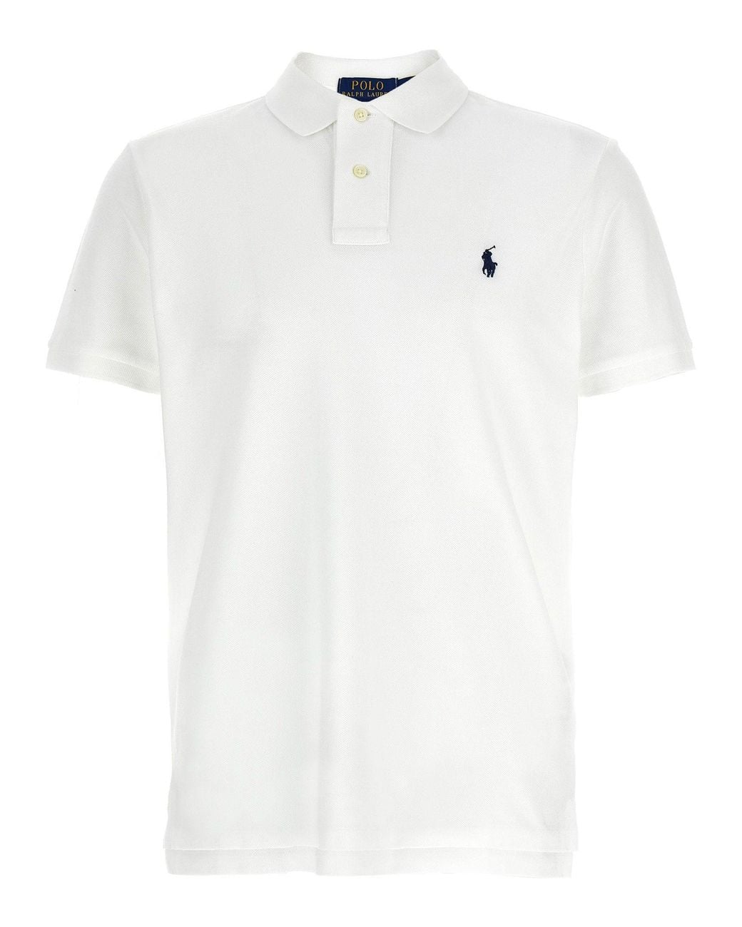 Polo Ralph Lauren White Logo-Embroidered Piqué Cotton Polo for men