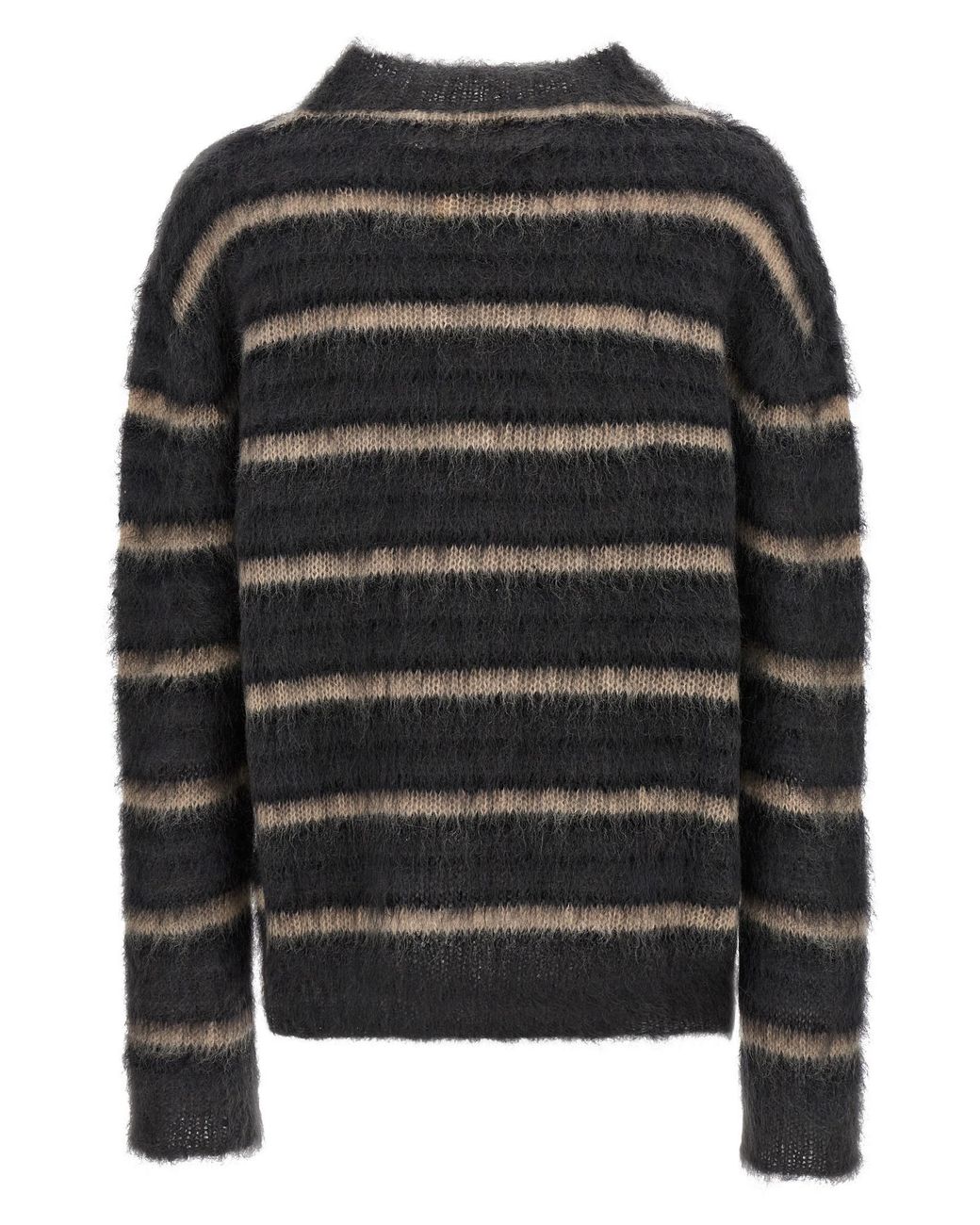 Marni Black Brushed Mohair Sweater With Gauze Stripe Pattern for men