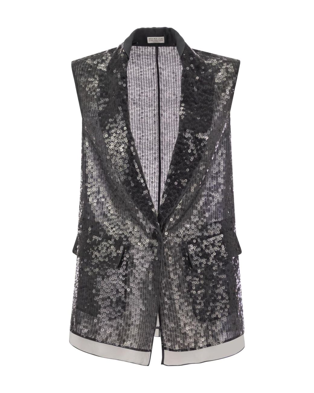 Brunello Cucinelli Gray Silk Sequined Jacket