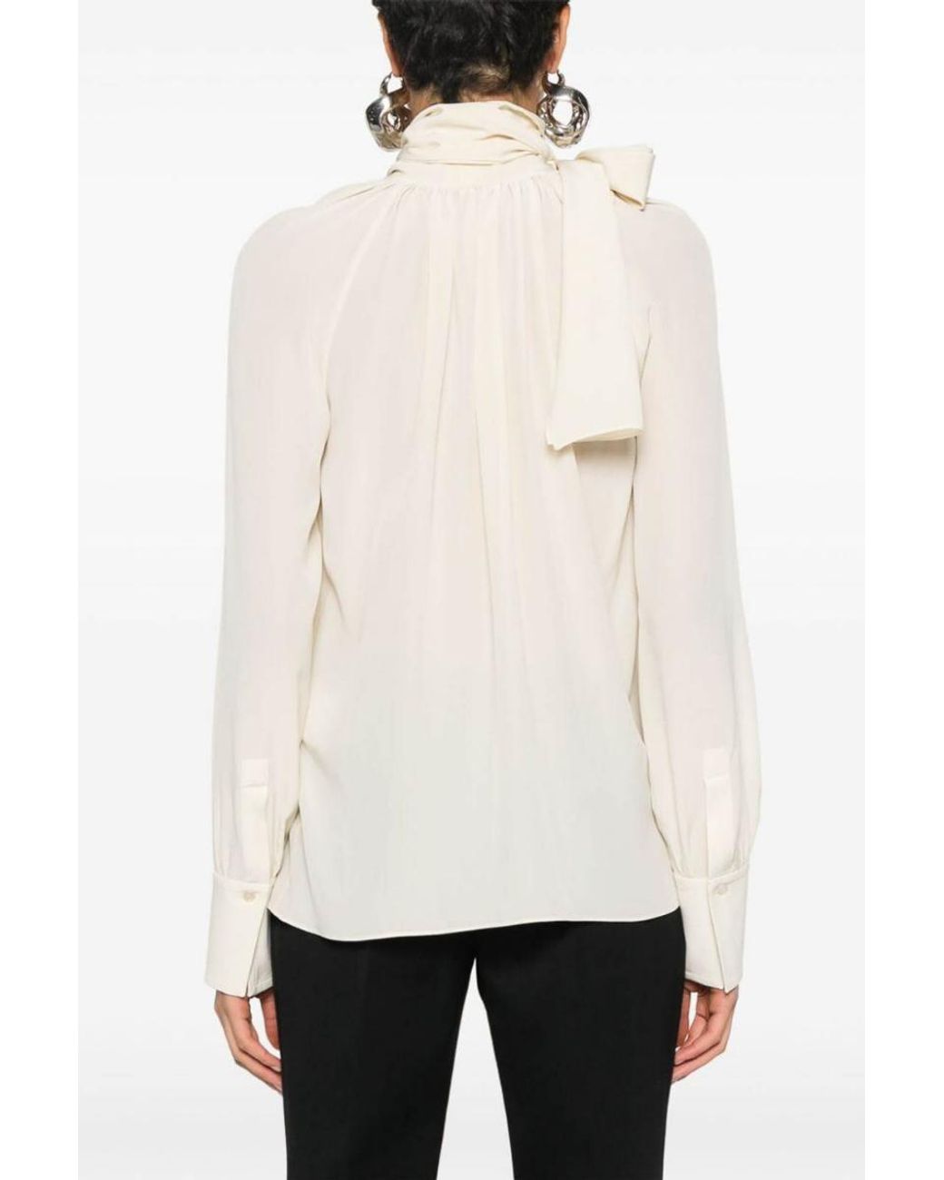 Givenchy White Blouse With Knot Collar_Eggshell