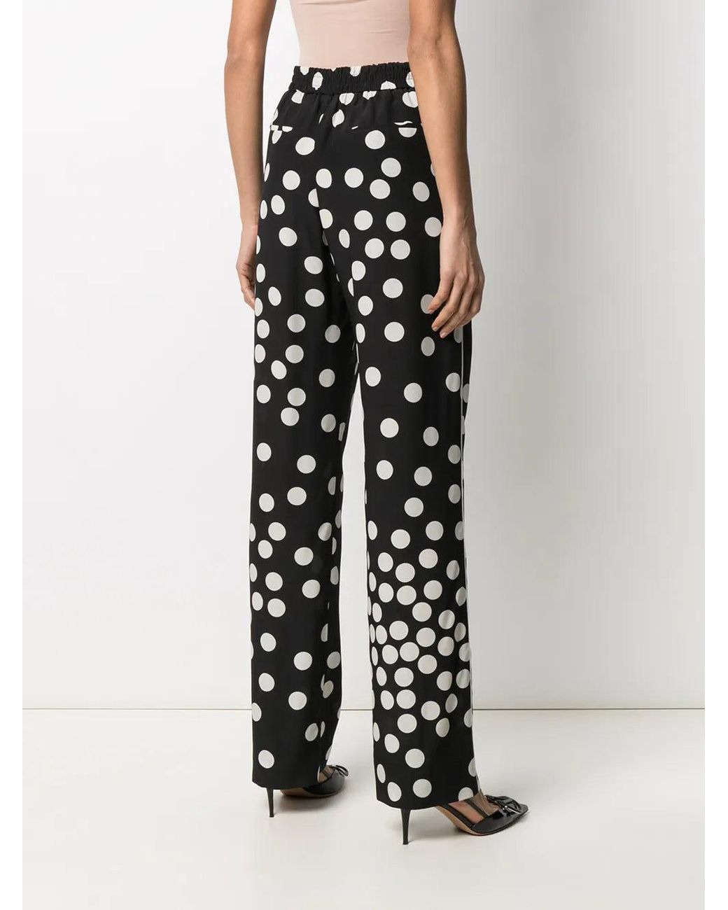 Valentino Black Polka-Dot Straight-Leg Trousers