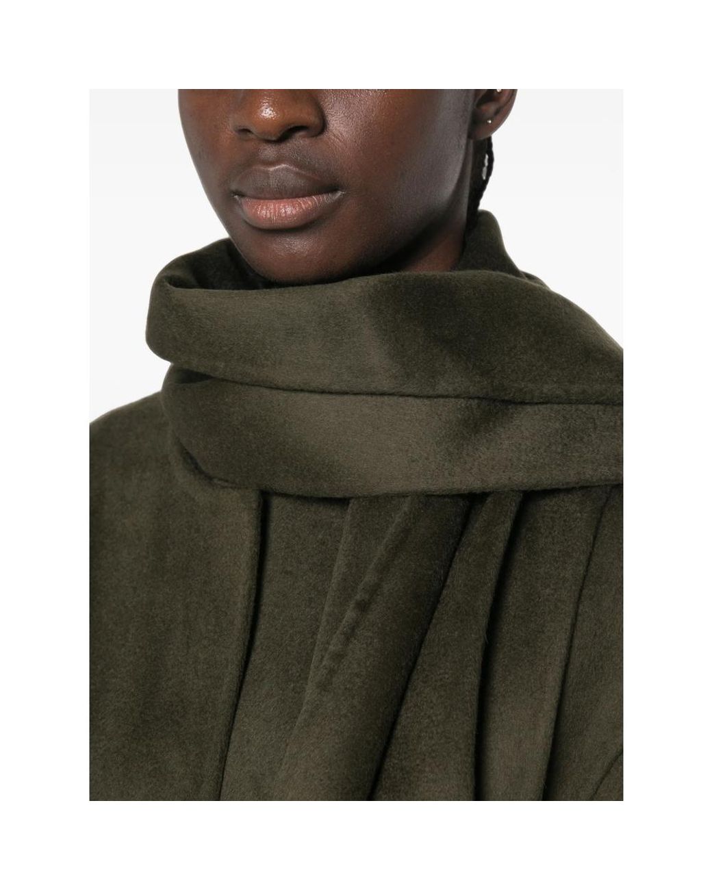 The Dynamis Studio Green Scarf-Detail Belted Coat