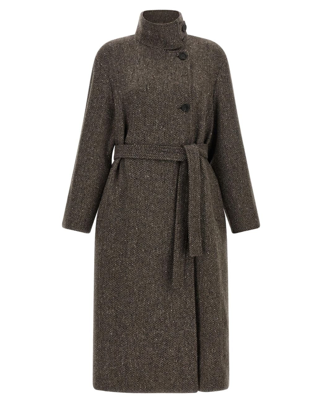 Brunello Cucinelli Gray Brunello Cucinelli Virgin Wool With Lamé Coat