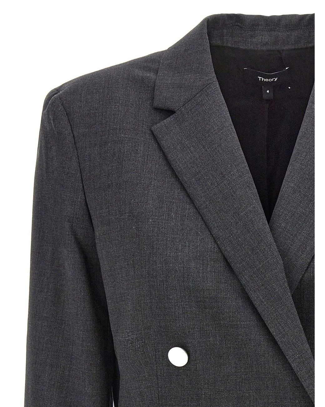 Theory Black Double-Breasted Wool Blazer