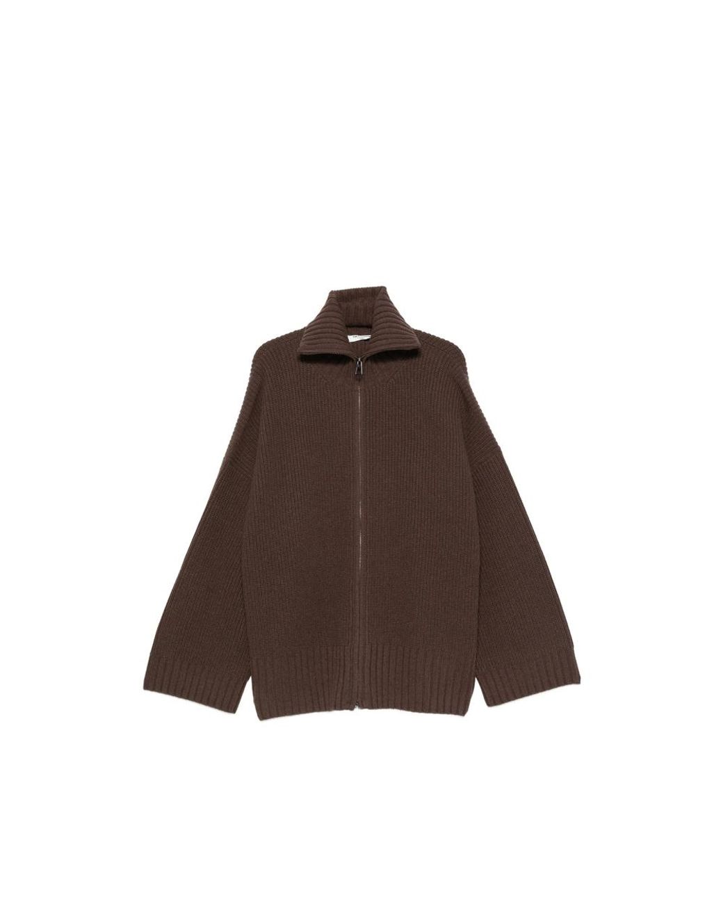 Frankie Shop Brown Zip-Up Cardigan Veda Wool Cardigans