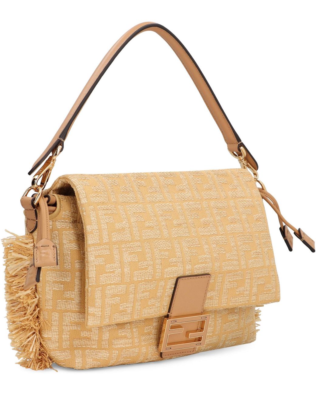 Fendi Brown Handbag Mamma Baguette Natural-Honey Polyamide Hand Bags