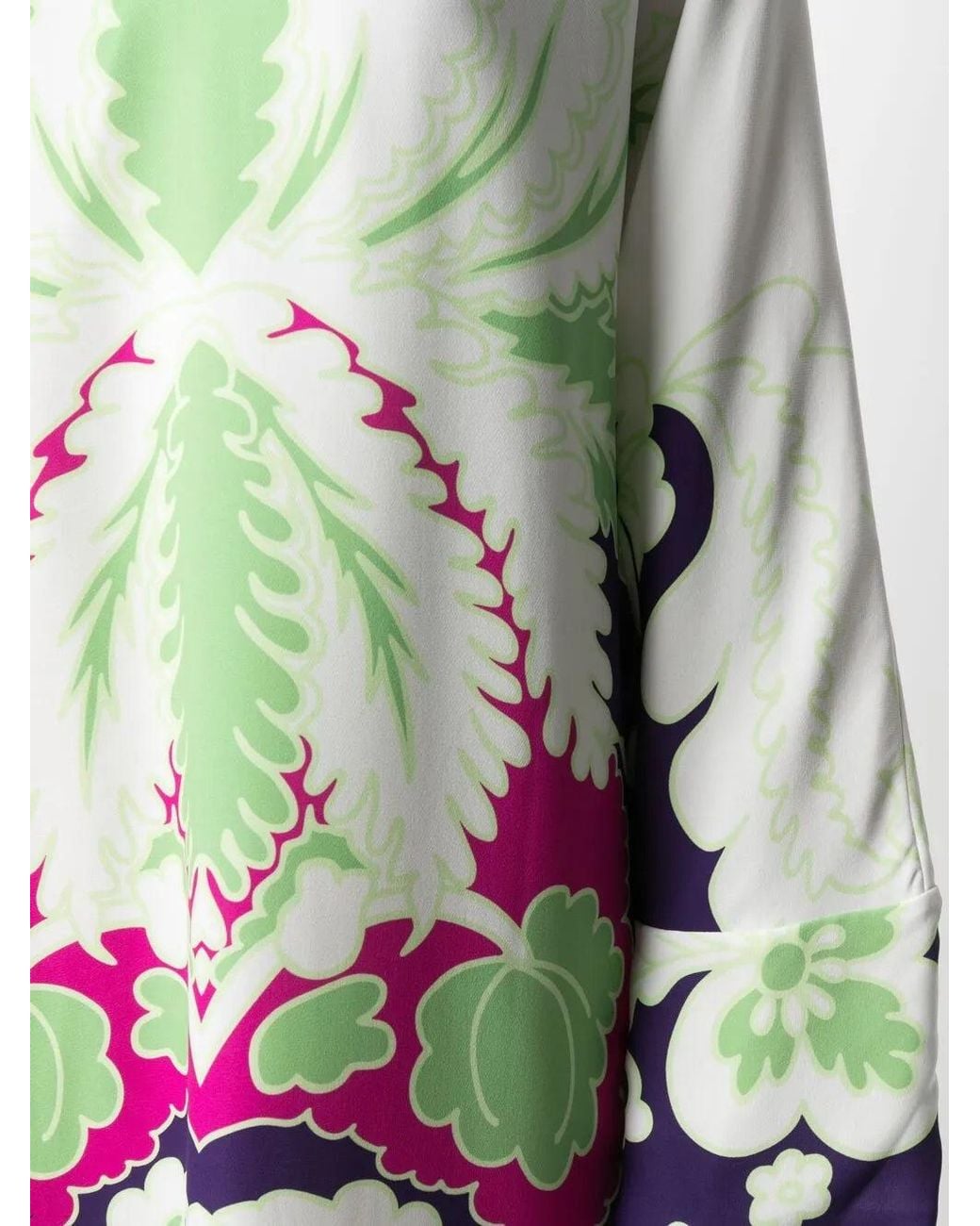 Valentino Green Floral Print Silk Midi Dress