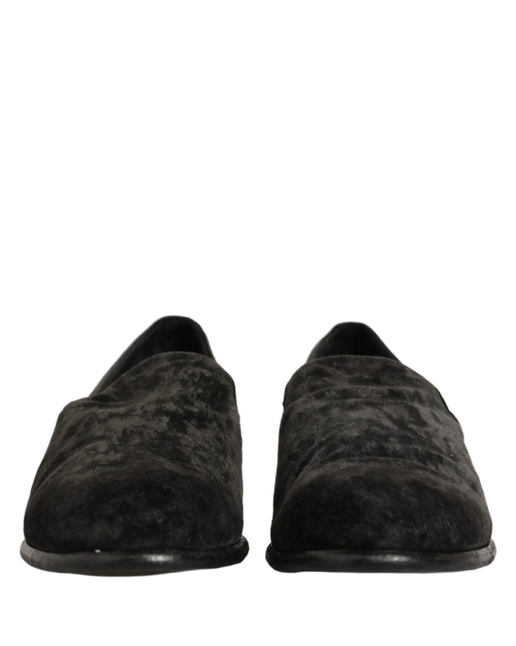 Dolce & Gabbana Black Suede Slip On Slippers Loafers Shoes Leather for men