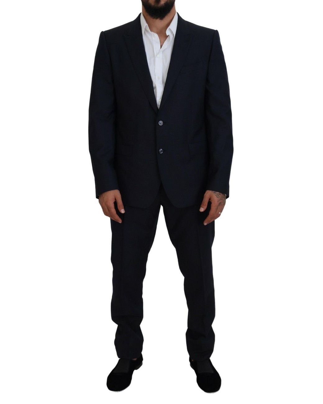 Dolce & Gabbana Black Single Breasted 2 Piece Martini Suit Virgin Wool for men