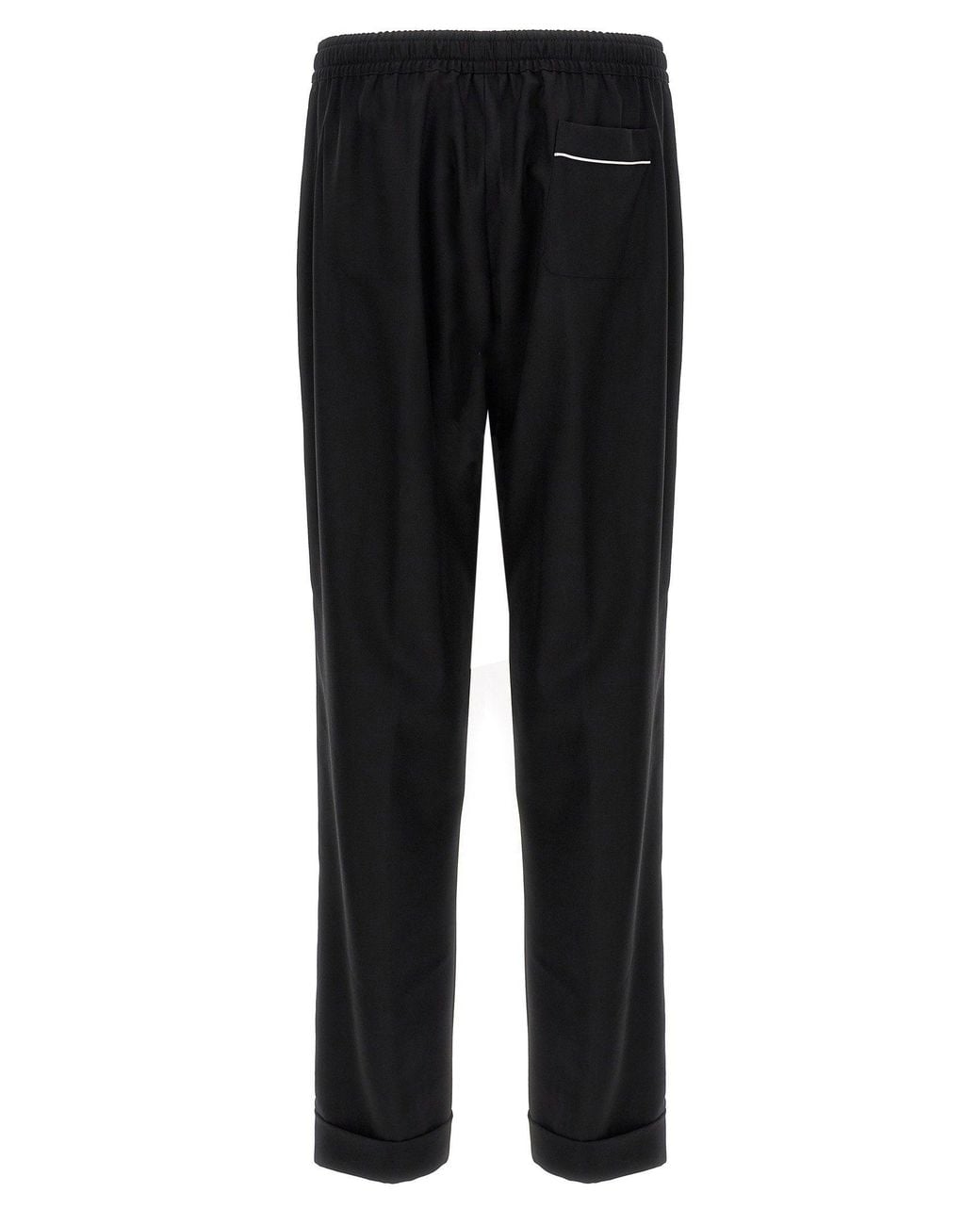 Dolce & Gabbana Black Dolce & Gabbana Contrast-Piping Wool Trousers for men
