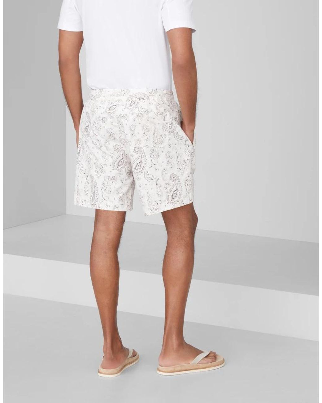 Brunello Cucinelli White Bicolor Polyester Shorts for men
