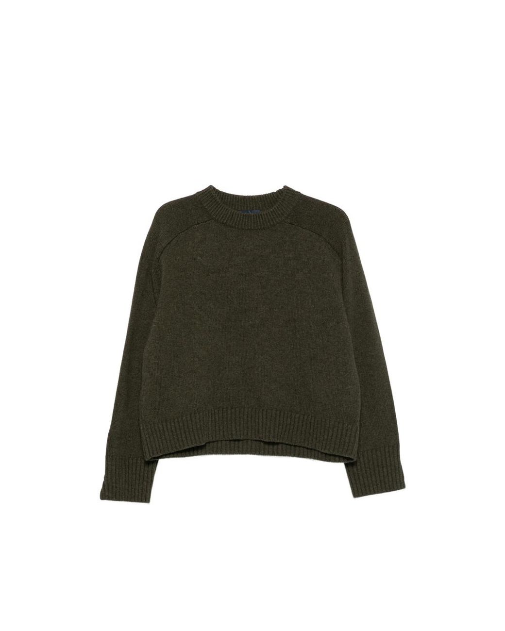 Soeur Green Ribbed-Trim Raglan-Sleeve Sweater