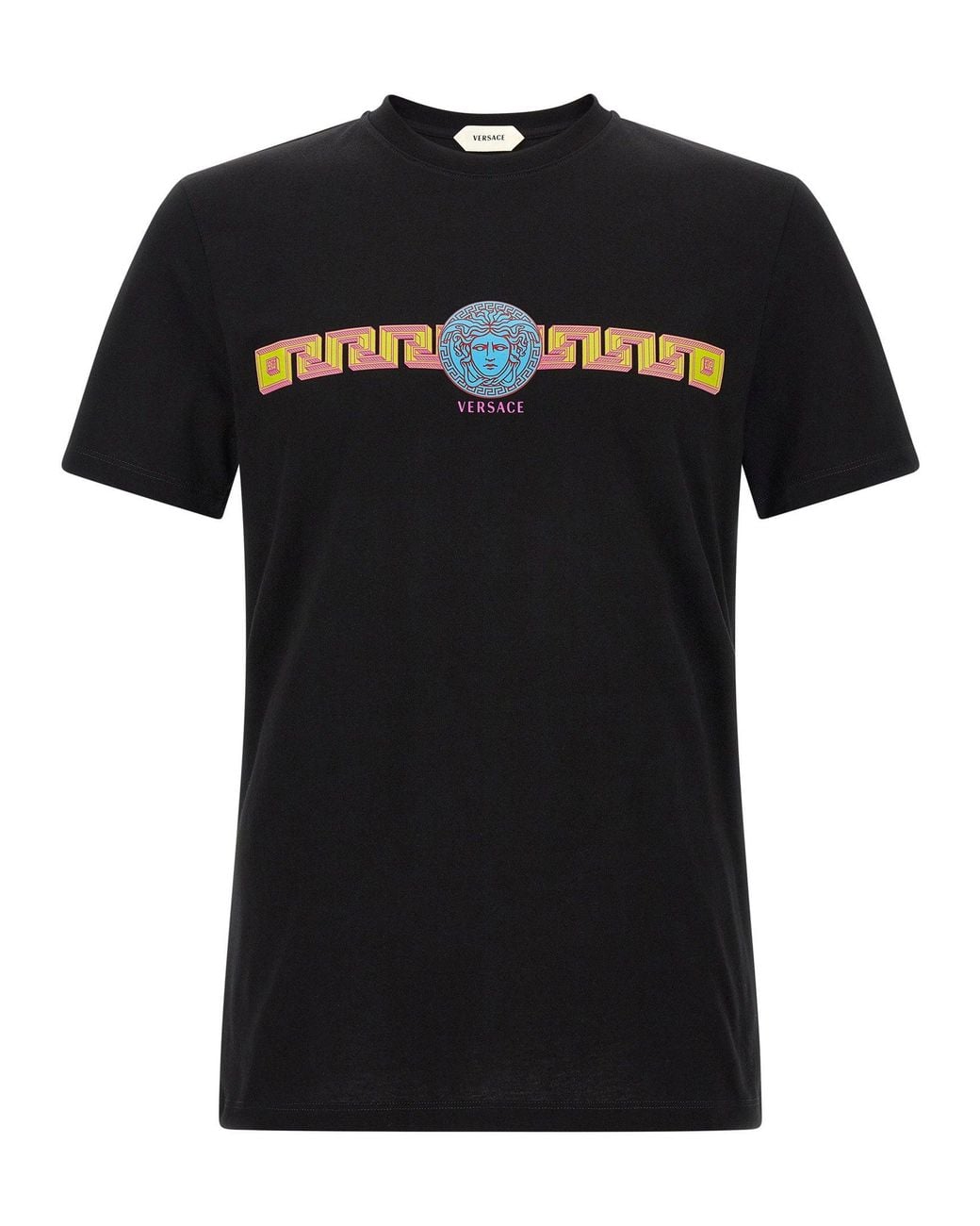 Versace Black Medusa-Print Cotton T-Shirt for men
