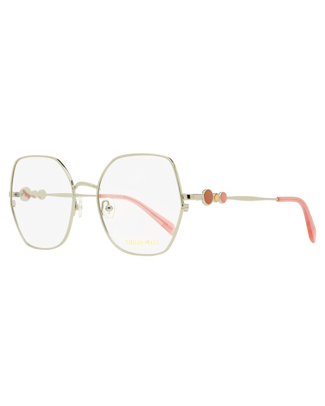 Emilio Pucci Black Pucci Oversized Octagonal Eyeglasses Ep5204 016 Palladium- 55Mm Metal/Plastic (Acetate)