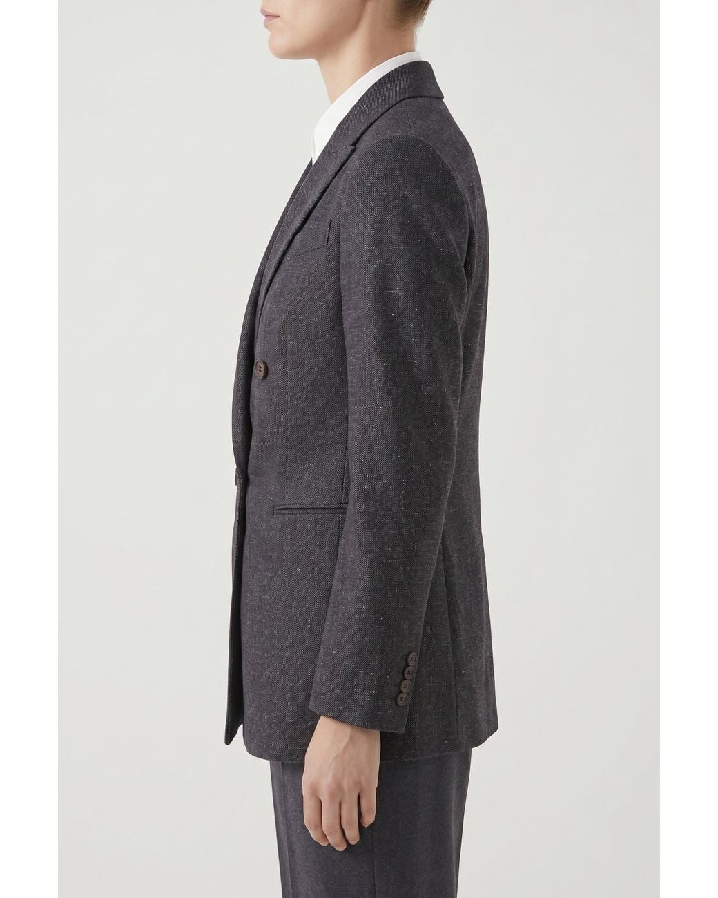 Brunello Cucinelli Gray Dark Double Breasted Blazer