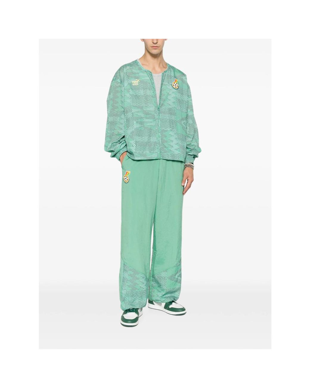 PUMA Green Patterned Zip-Up Jacket for men