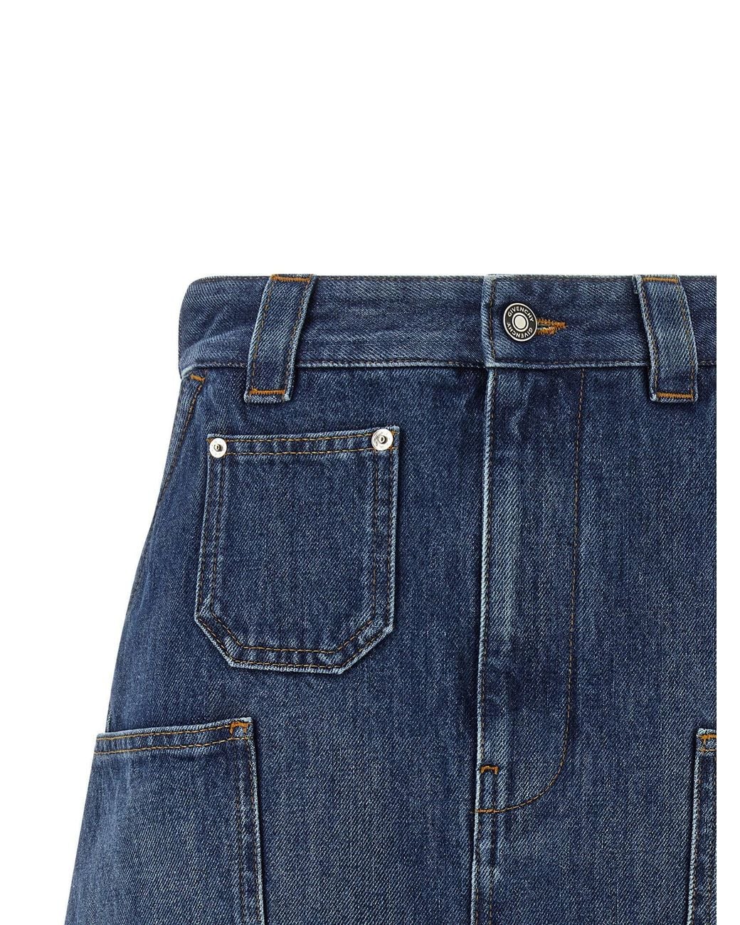 Givenchy Blue Cargo-Pocket Denim Skirt