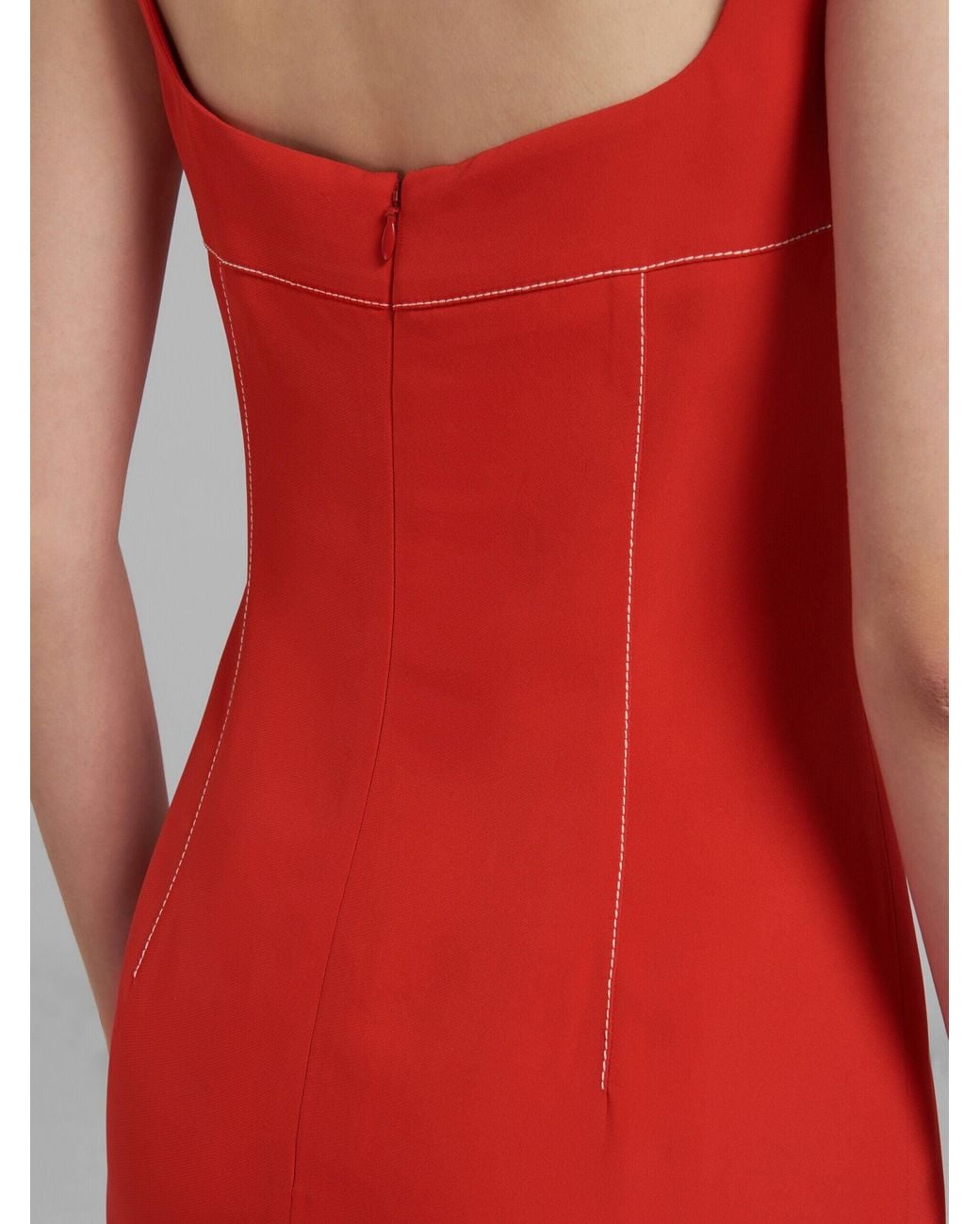Marni Red Fitted Dress With Ruffle Hem