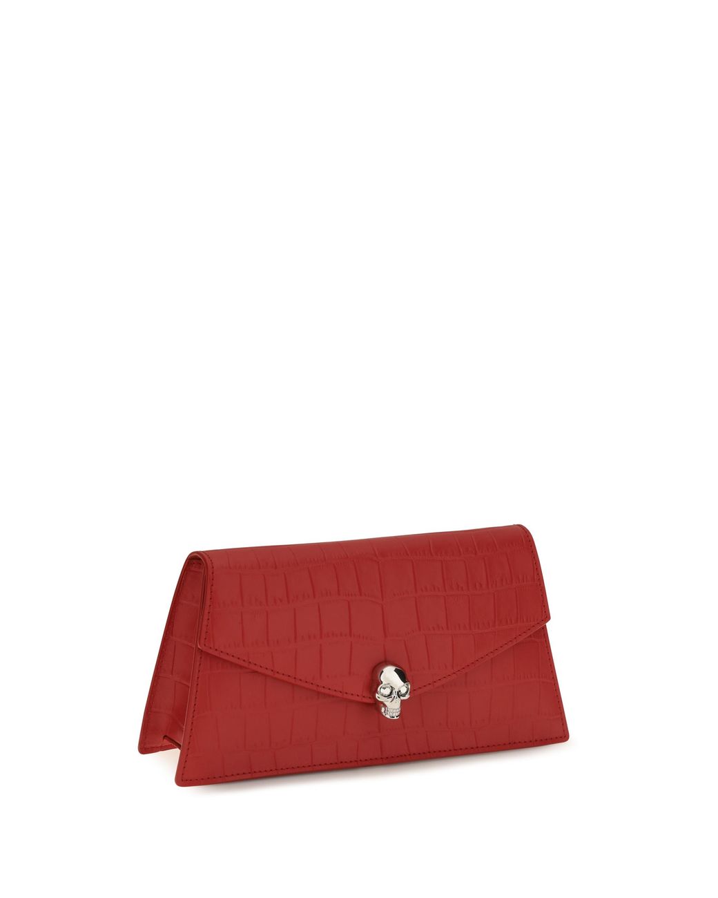 McQueen Red Mini Skull Clutch Calf Leather From Bos Taurus