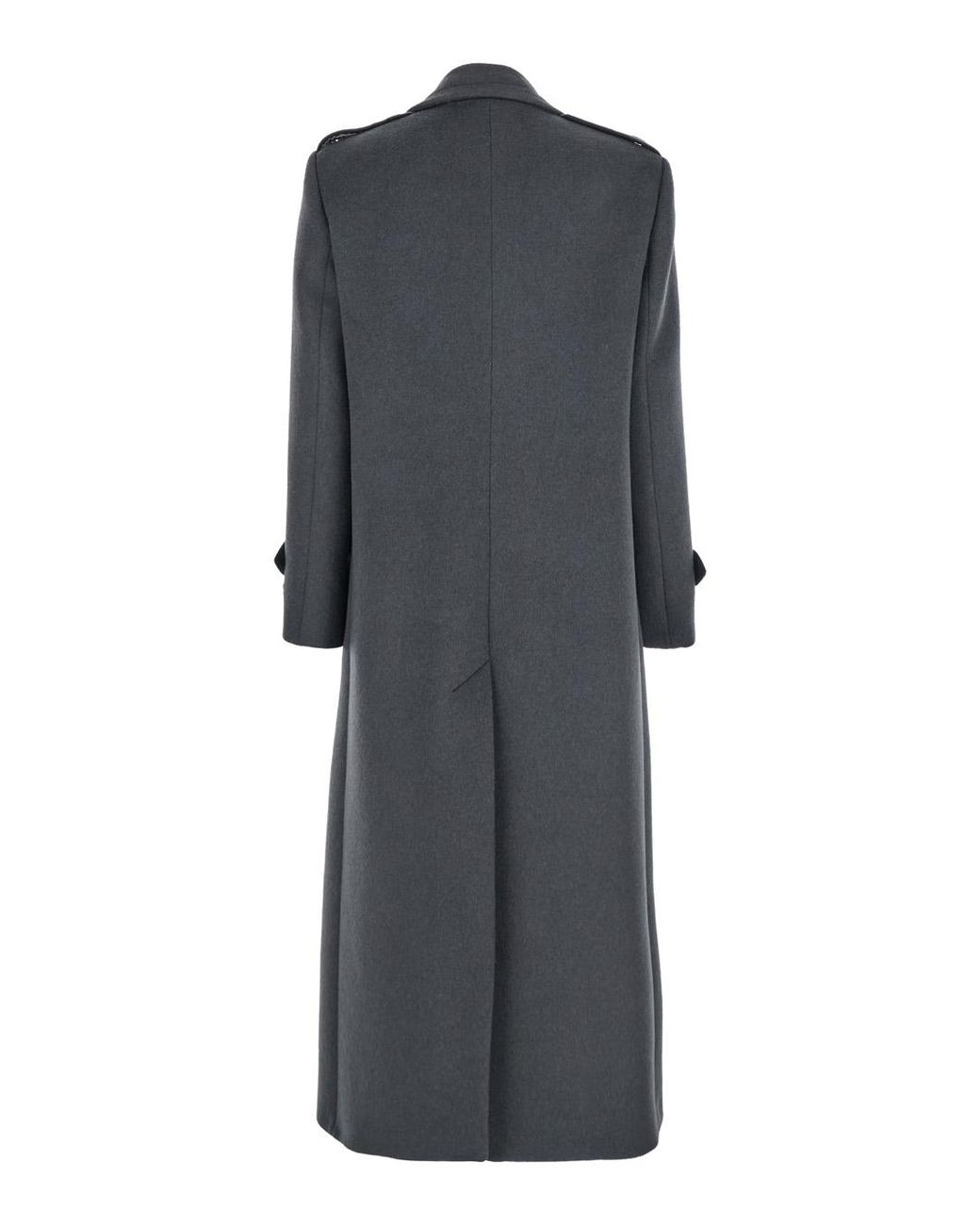 Le Plain Gray Double-Breasted Coat With Wide Notched Revers