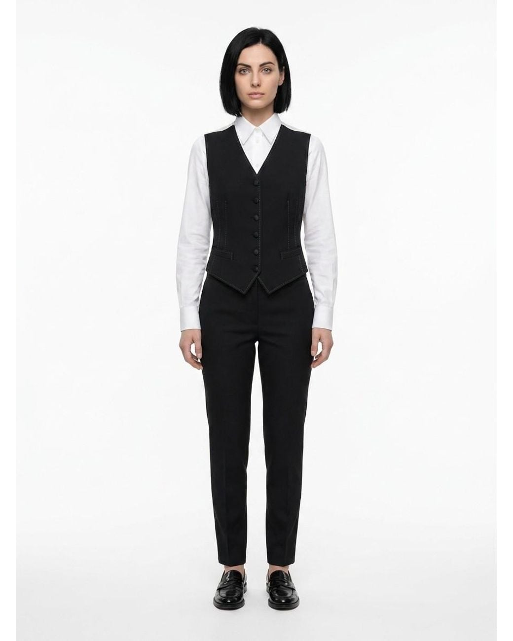 Dolce & Gabbana Black Elastane Waistcoat Clothing