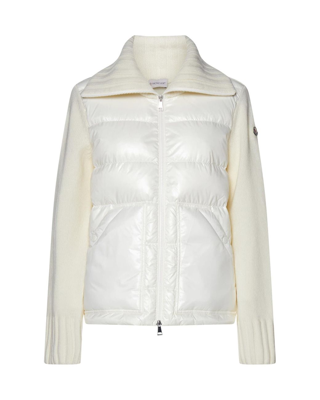 Moncler Cardigan in Beige (White) | Lyst