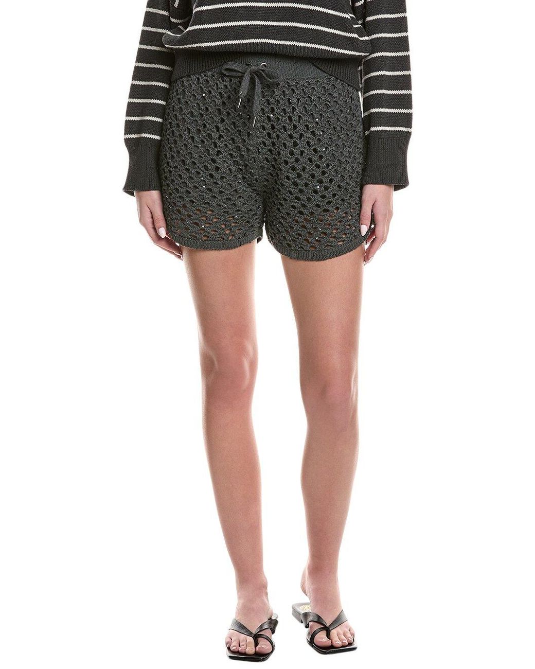 Brunello Cucinelli Black Bicolor Cotton Short And Mini Shorts