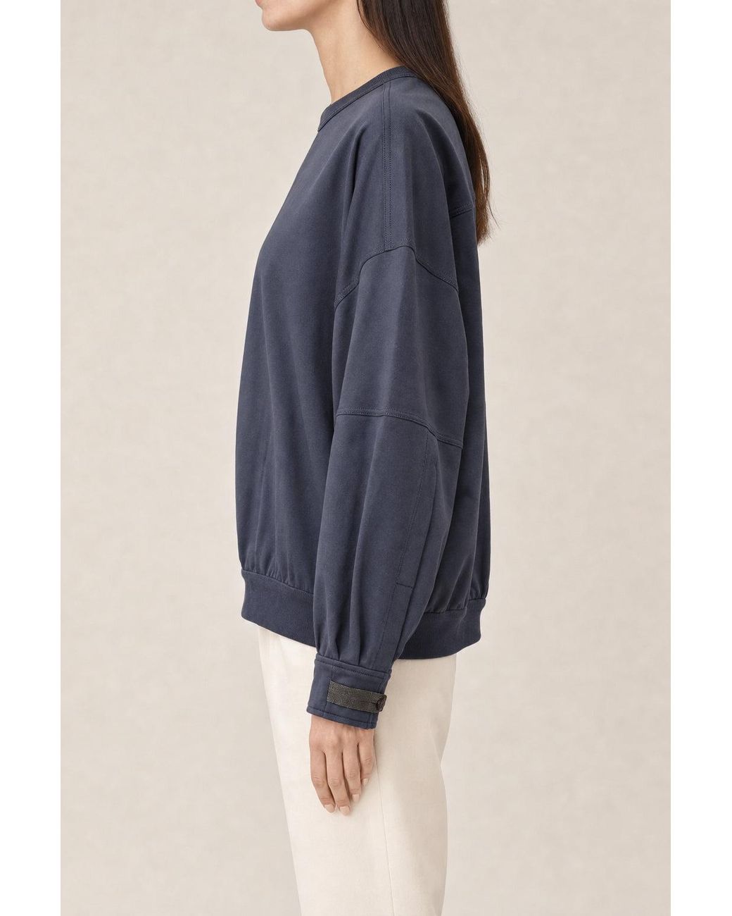 Brunello Cucinelli Blue Dark Cotton Sweatshirt