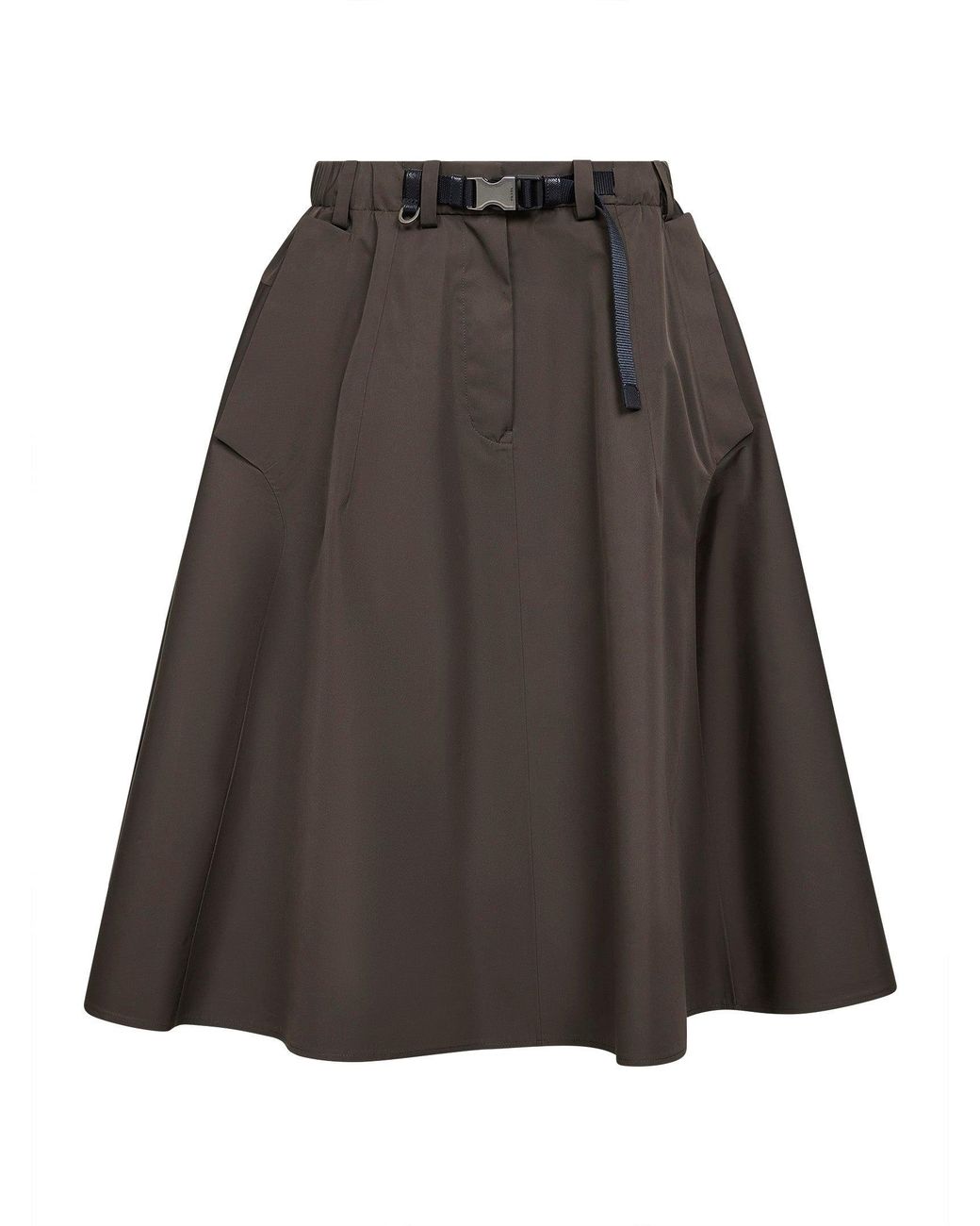 Prada Brown Midi Skirt Circle Recycled Polyester