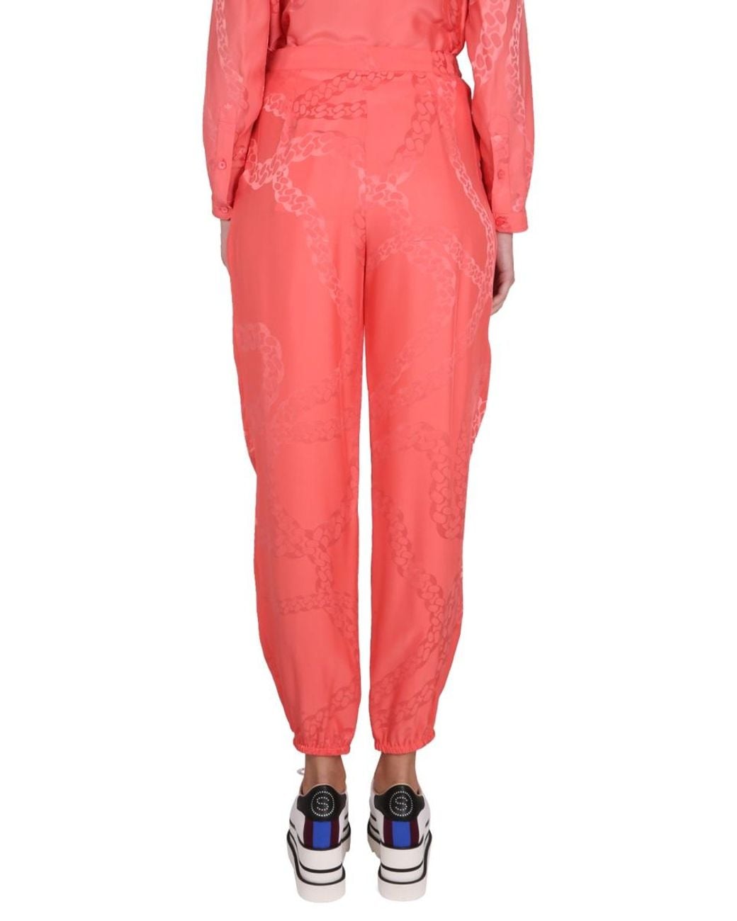 Stella McCartney Red Silk Blend Pants Viscose Trousers
