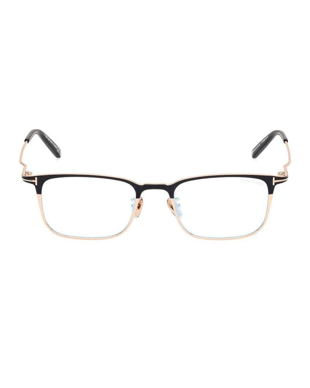 Tom Ford Metallic Eyeglasses Rectangle Full Rim, Shiny Frame And Clear--Light Block Lenses Lens Ft5929-D-B001 Sunglasses for men