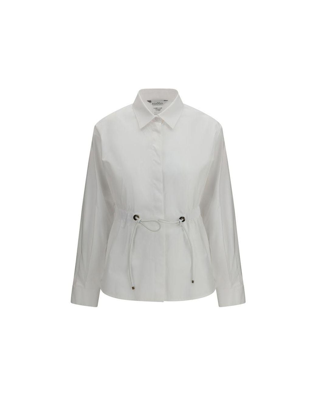 Max Mara Gray White Cotton Dress Shirt