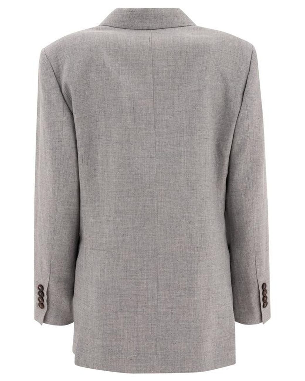 Brunello Cucinelli Gray Light Linen Wool Blazer