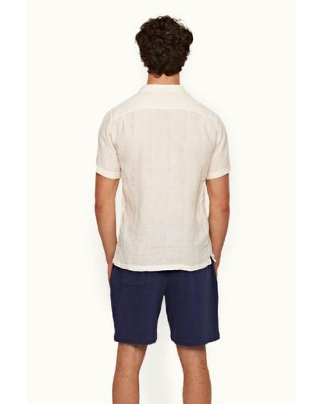 Orlebar Brown White Hibbert Linen Woven Stripe-277940-Sandbar,Tan Clothing for men