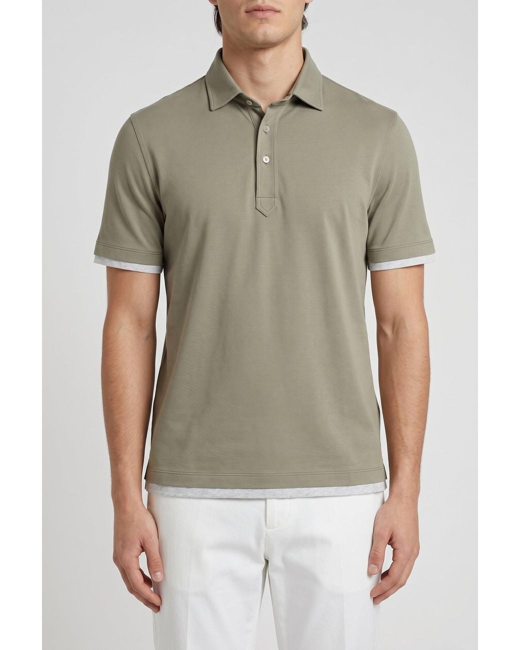 Brunello Cucinelli Green Cotton Polo Shirt for men