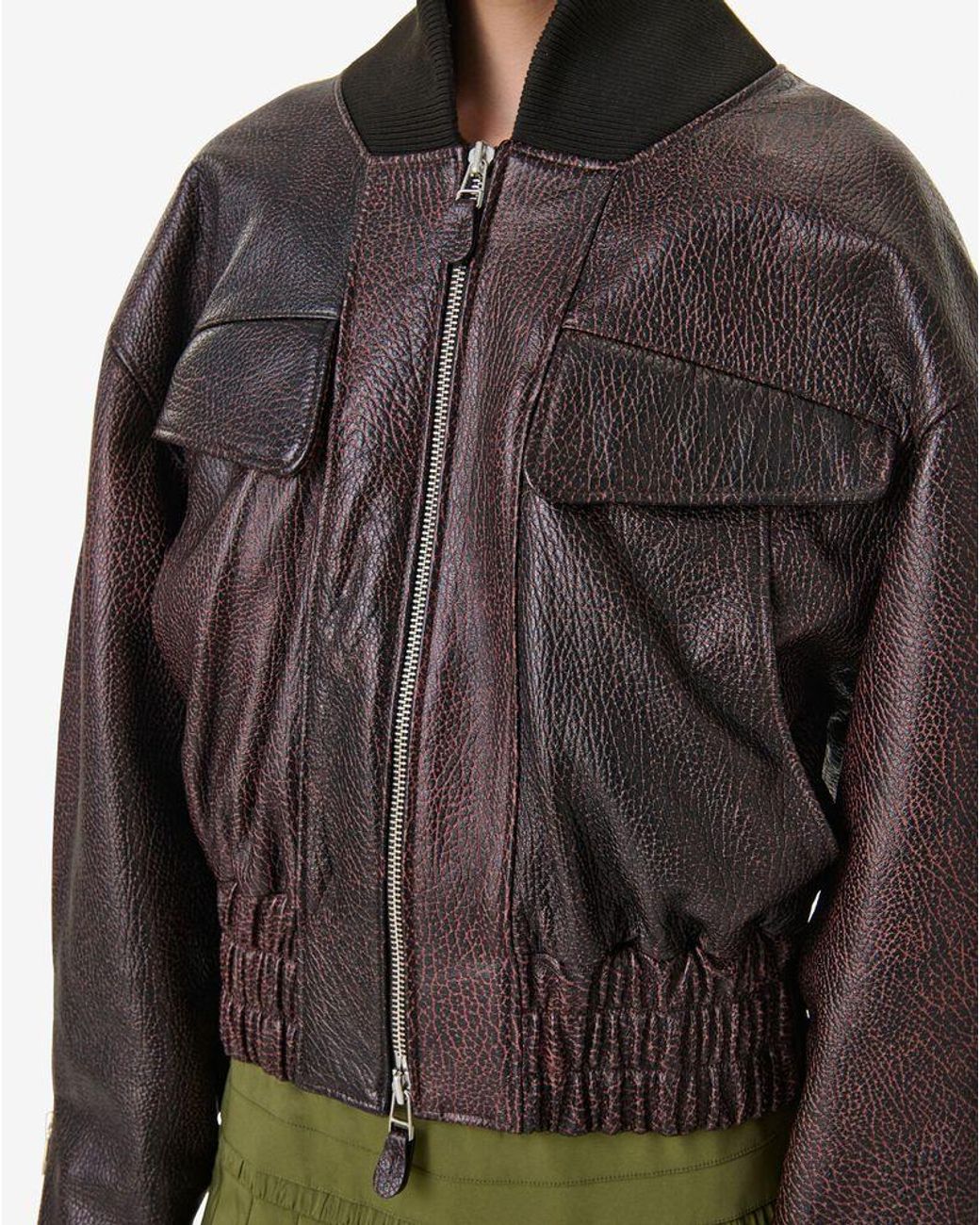 IRO Brown Iro Textured Leather Jacket
