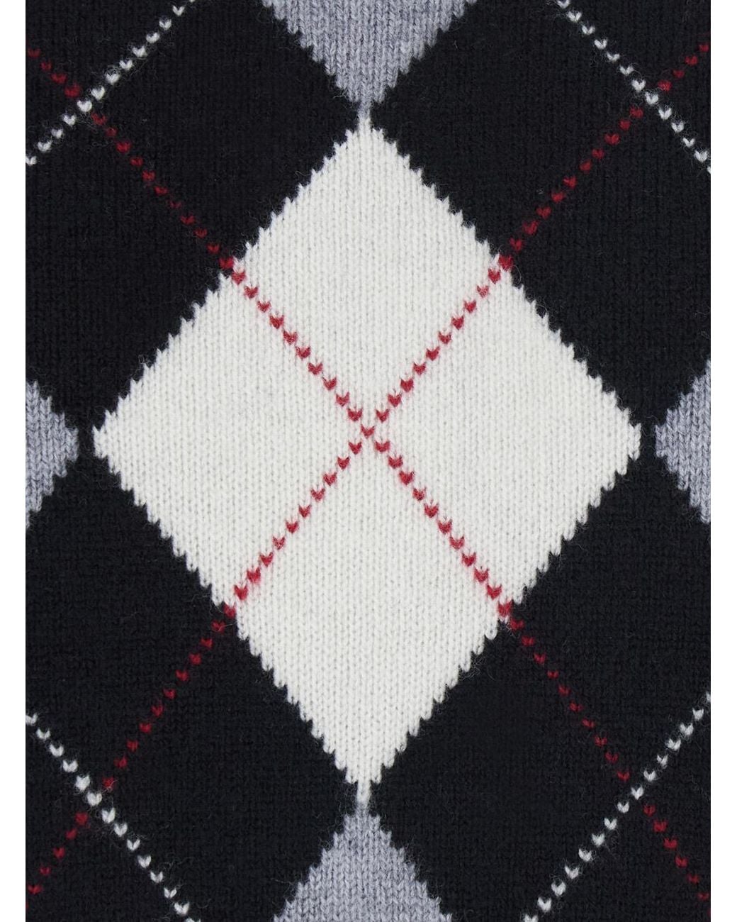 DUNST Black Argyle Crew Neck Sweater Wool Top