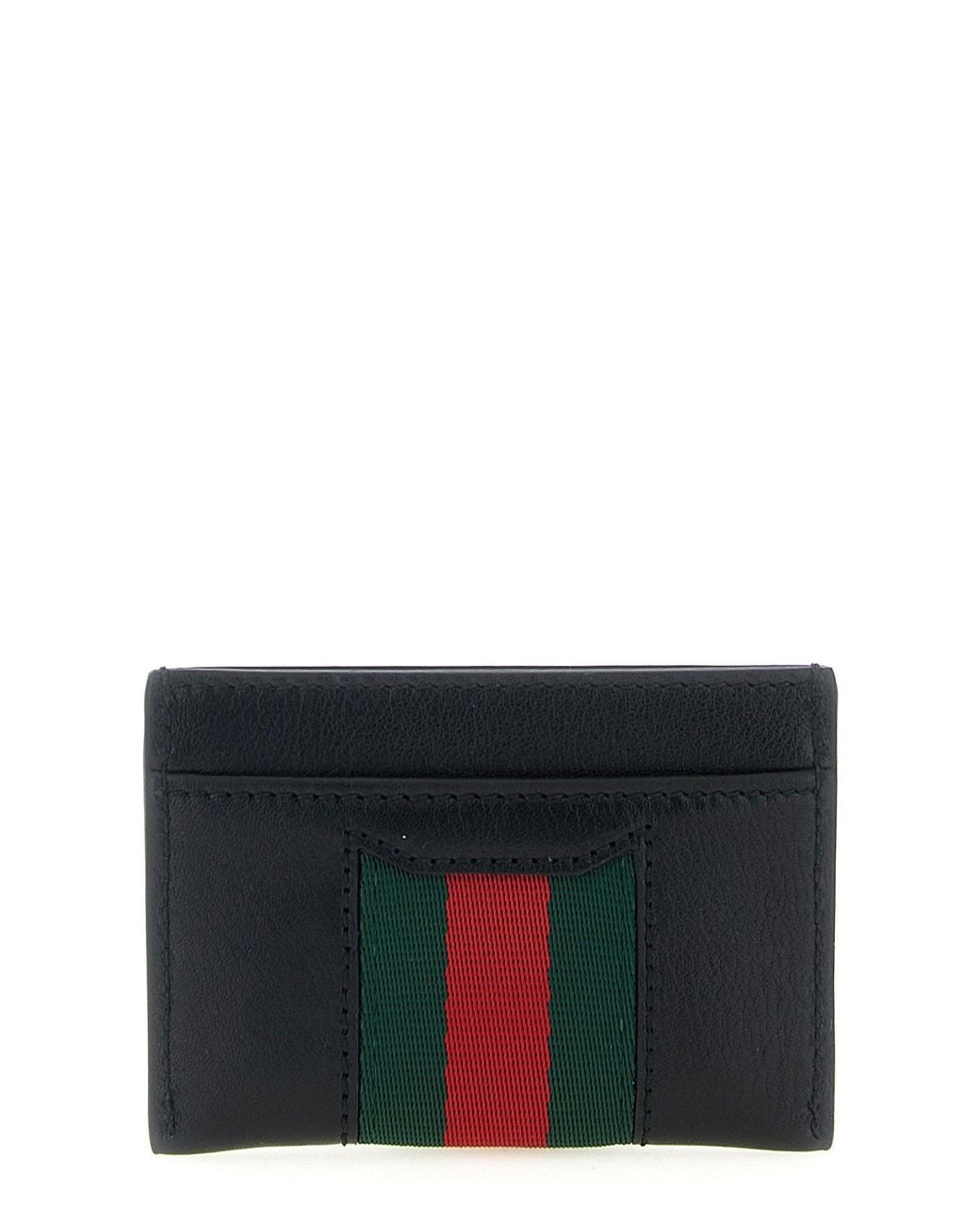 Gucci Black Web Striped Leather Card Case