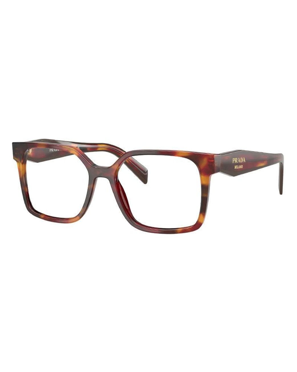 Prada Brown Eyeglasses Square Full Rim, Havana Caramel Frame And Clear Demo Lenses Lens Prb03V07R1O1
