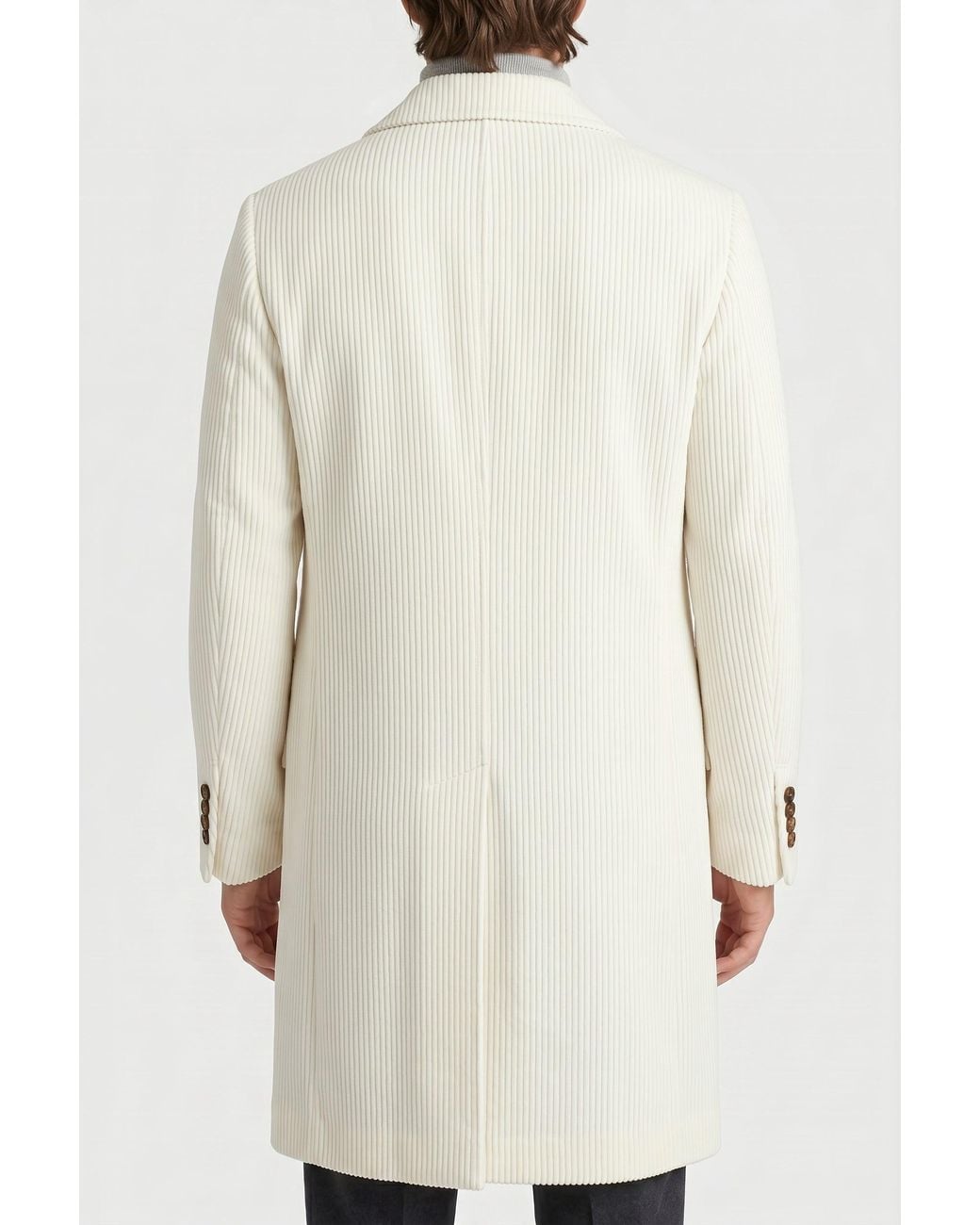 Brunello Cucinelli Natural Off Wool Tailored Coat for men