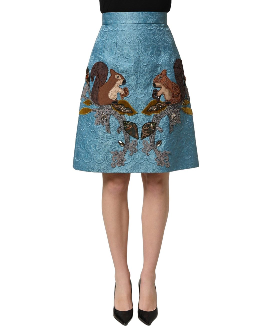 Dolce & Gabbana Blue Jacquard Embroidered A