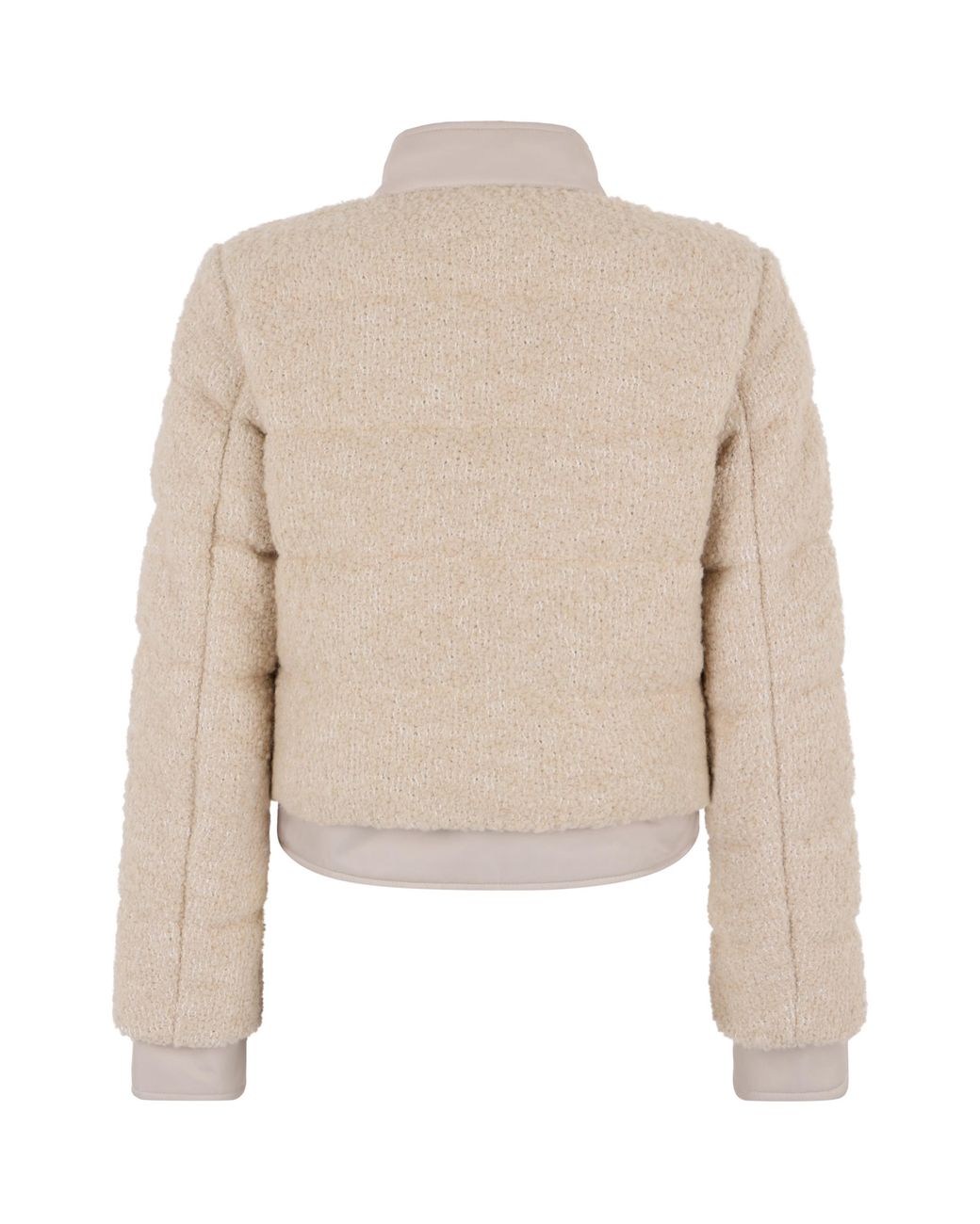 Moncler Natural Short Down Jacket Blandy Wool Bouclé Acrylic Puffer